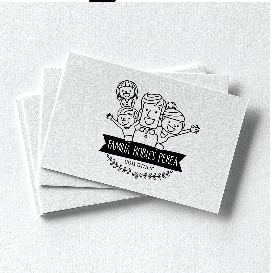 SELLO PAPEL: FAMILIA PERSONAJES 4X4CM