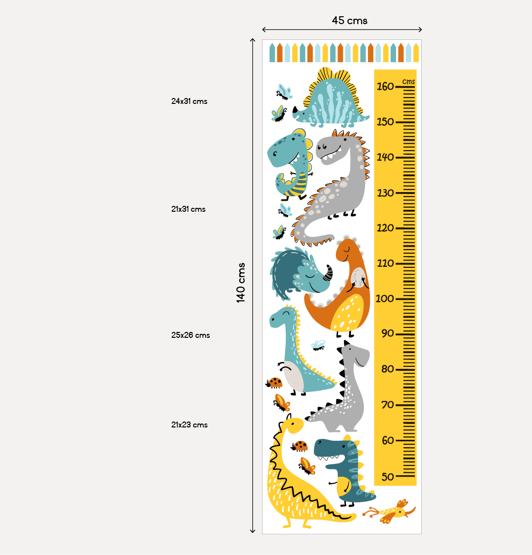 Vinil Medidor - MED032C - Dino Friends